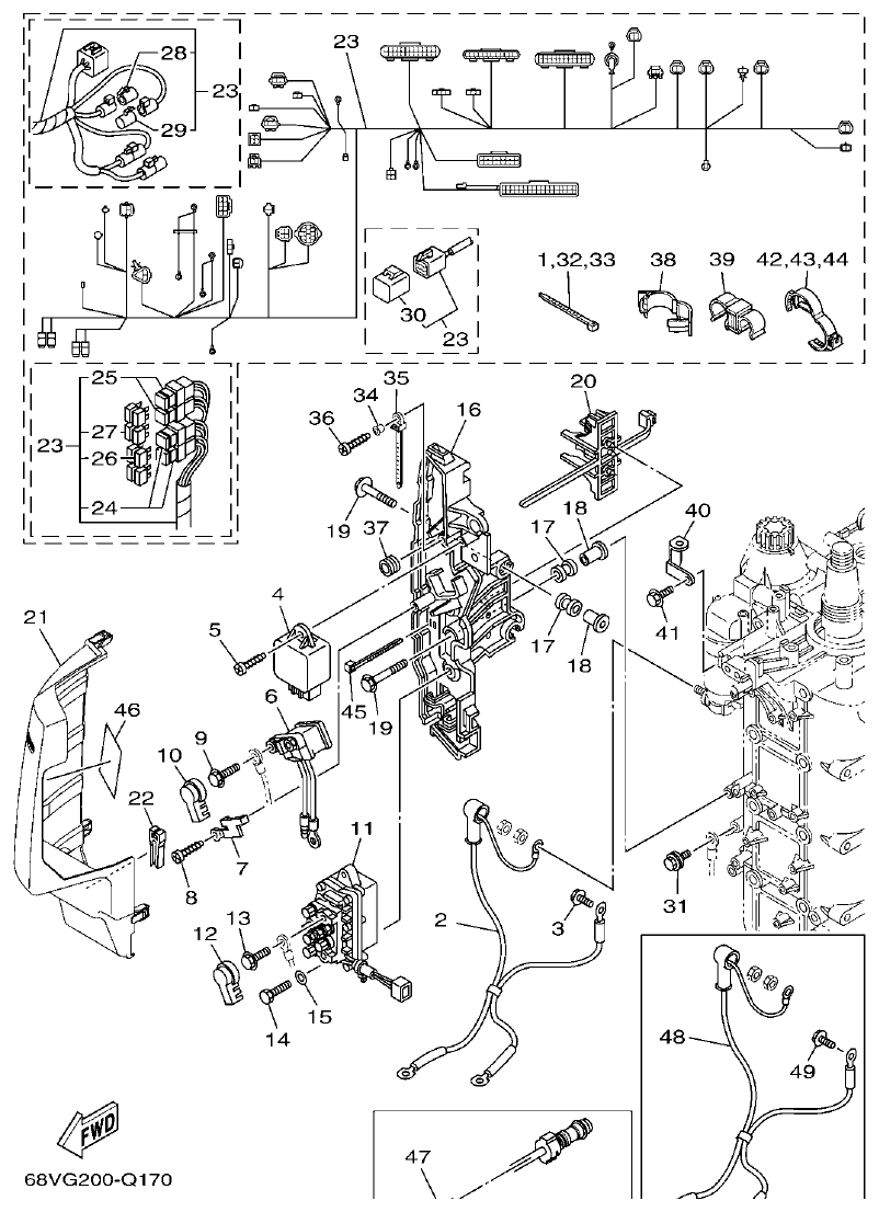 Yamaha F115A, FL115A, FL115AET ELECTRICAL 2 parts diagram